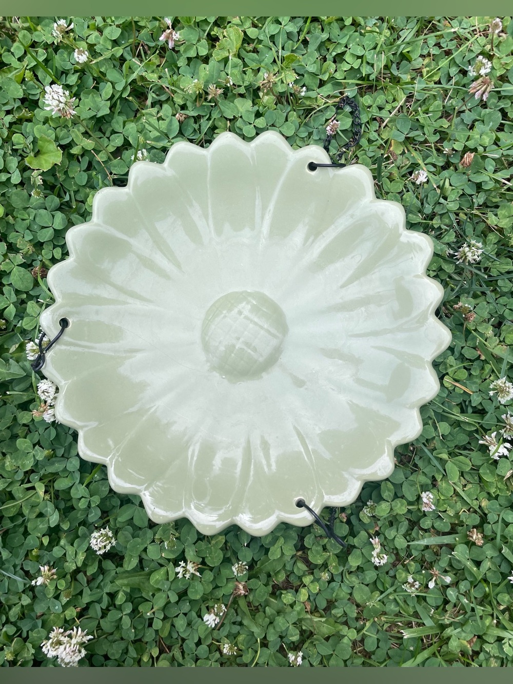 Glazed Ceramic Daisy Bird Bath